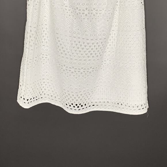 Michael Kors S White Eyelet Top Cap Sleeves Lined Feminine Summer - Picture 5 of 9
